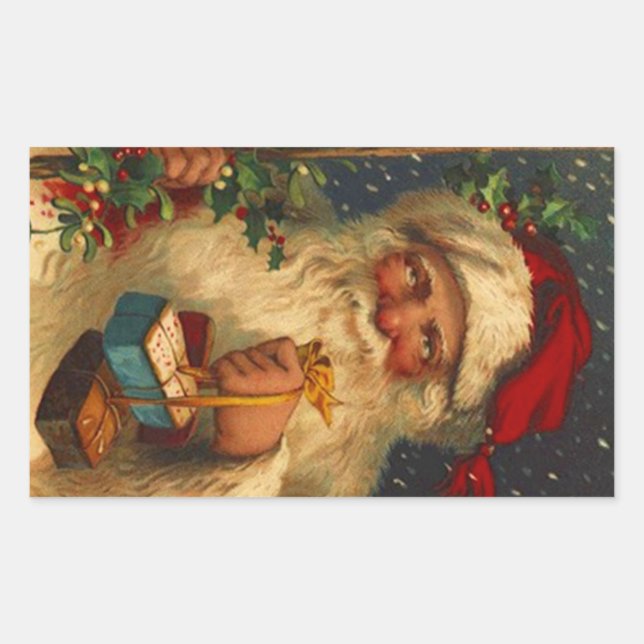 Sticker Vintage Forest Christmas Santa Woodland (Front)