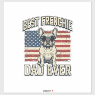 Sticker Vintage Frenchie Papa Drapeau Américain