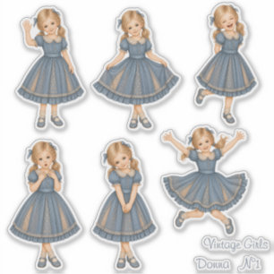 Sticker Vintage Girls - Donna - n°1 Planche d'autocollants