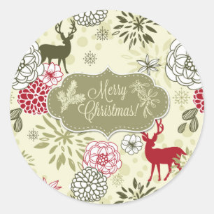 Sticker vintage Green/Red Deer Holiday