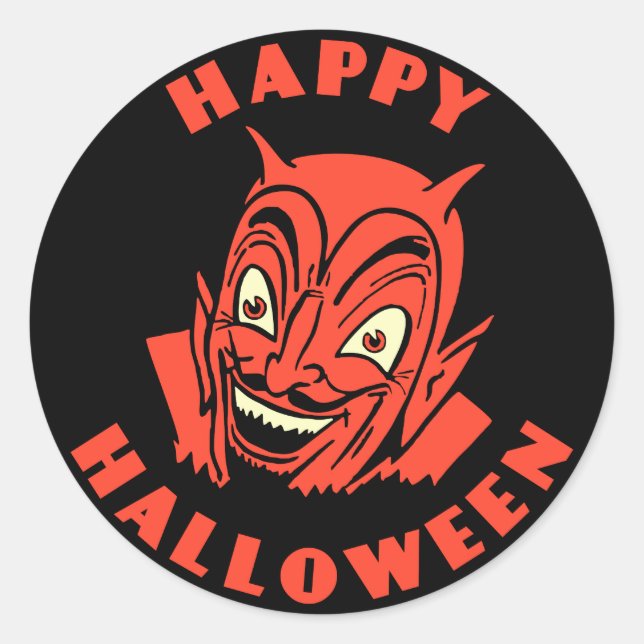 Sticker vintage Halloween Devil Happy Halloween (Devant)