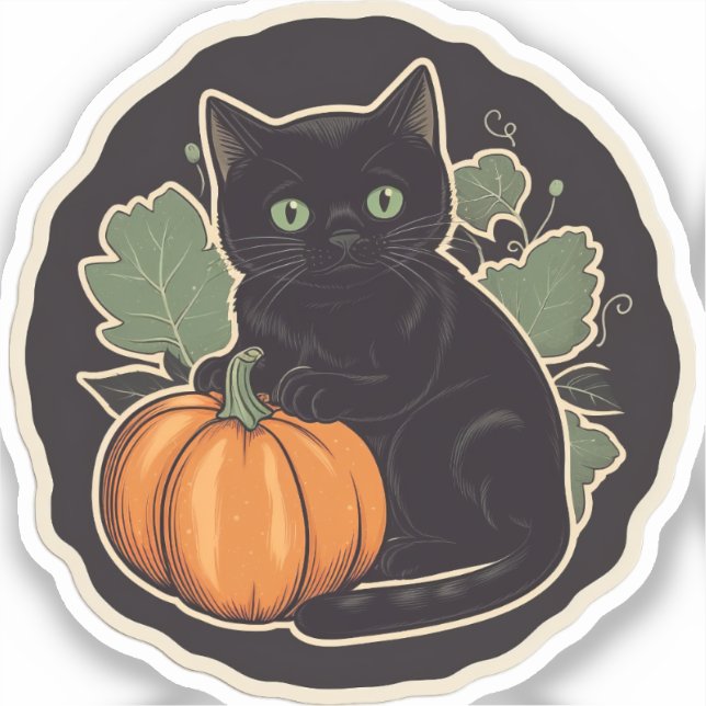 Sticker Vintage Halloween Kitty (Recto)