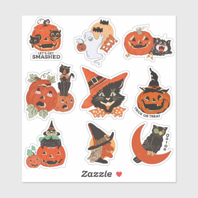 Sticker Vintage Halloween noir (Feuille)