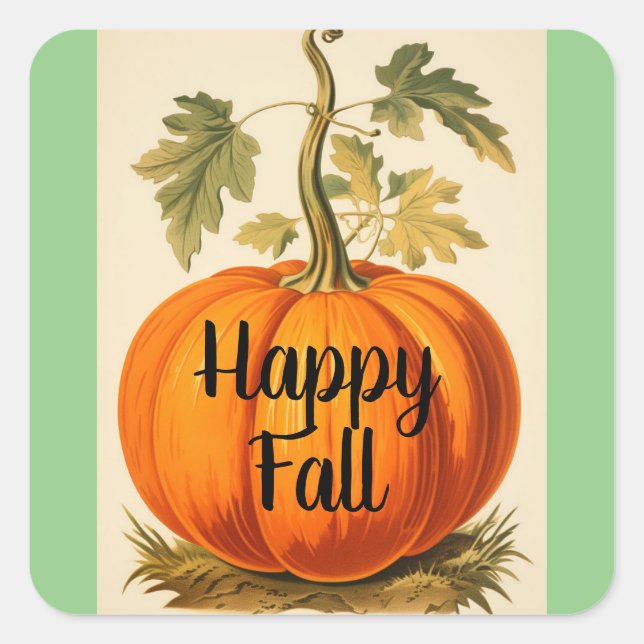 Sticker vintage Happy Fall Citrouille (Devant)