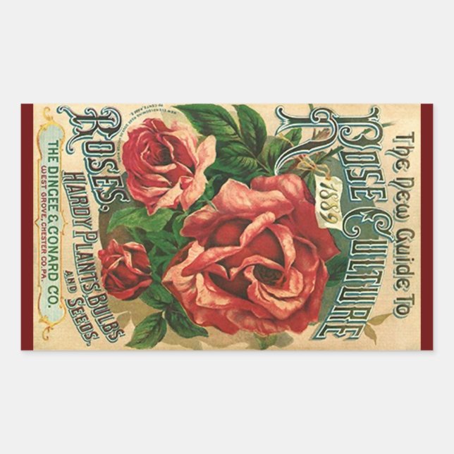 Sticker Vintage Heirloom Roses 1889 Rose Culture (Front)