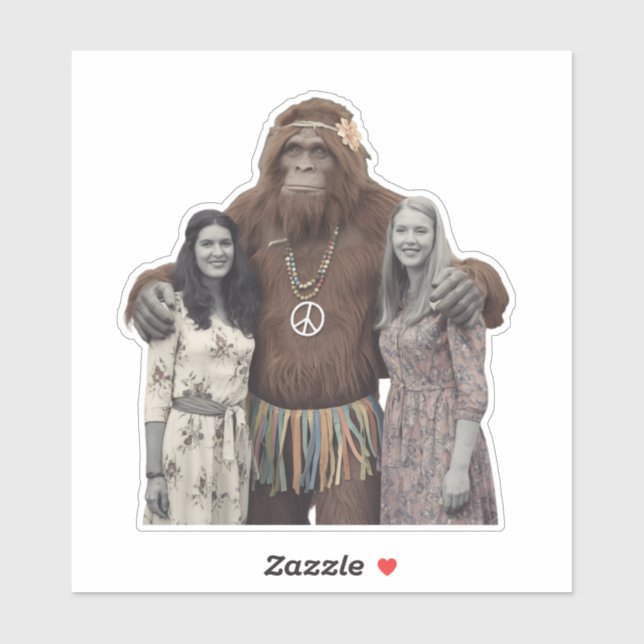Sticker Vintage Hippie Ladies et Sasquatch (Feuille)