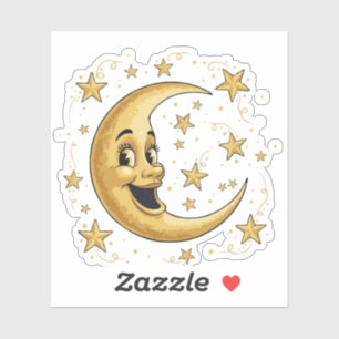 Sticker Vintage homme lunaire   Golden Celesti