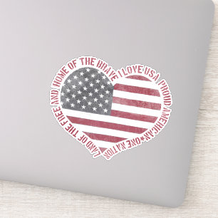 Sticker Vintage I Love USA Heart