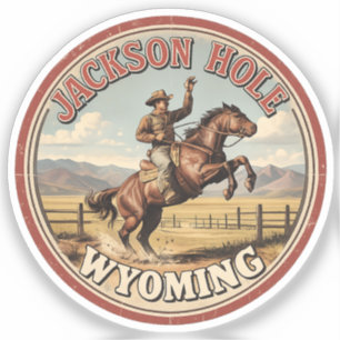 Sticker Vintage Jackson Hole Bucking Bronco wyoming cow-bo