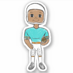 Sticker vintage joueur de football rétro turquoise orange