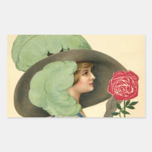STICKER Vintage Lady Casquette à la mode Rose de m (Devant)