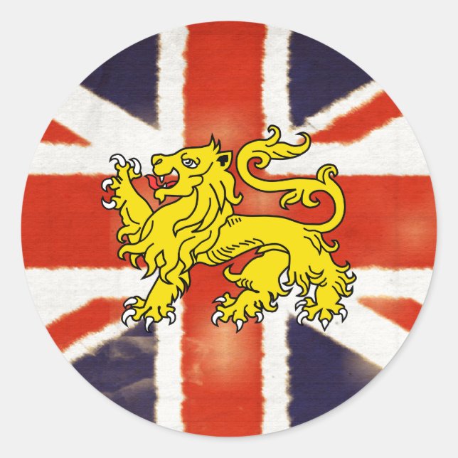 Sticker vintage Lion Heraldry Union Jack (Devant)
