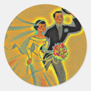 Sticker Vintage Mariage Couple Marié Groom Golden