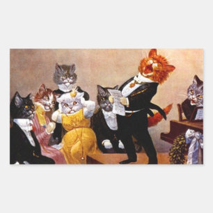 Sticker Vintage Musical Soiree Singing Cat Concert
