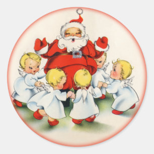 Sticker Vintage Noël Père Noël et Angels