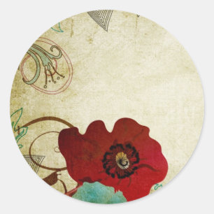 Sticker vintage poppies
