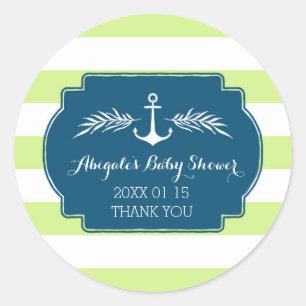 Sticker Vintage pour Baby shower nautique à chaux