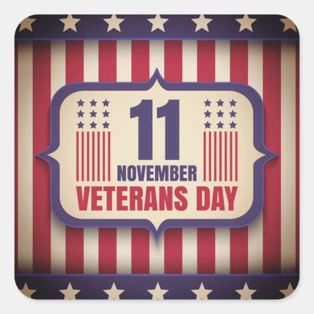 sticker vintage pour la journée des vétérans (Devant)