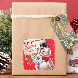 sticker vintage retro snowman Holiday