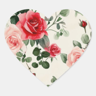 Sticker vintage rose rouge Roses