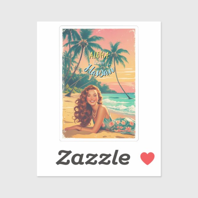 Sticker Vintage Style Hawaiian Travel Aloha from Hawaii (Feuille)
