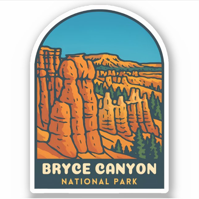 Sticker Vintage Travel Bryce Canyon National Park Retro (Devant)