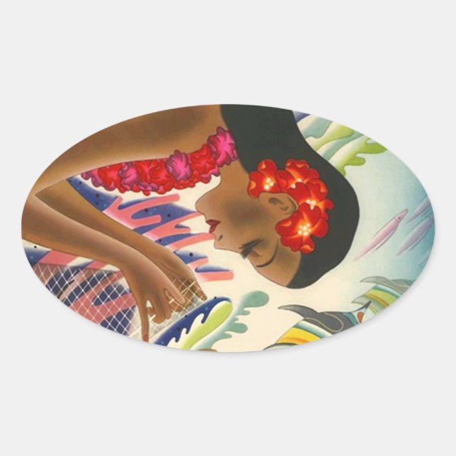 Sticker Vintage Tropical Hawaiian Islands Travel (Devant)