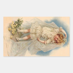 Sticker Vintage Victorian Bride Roses Wedding Gown