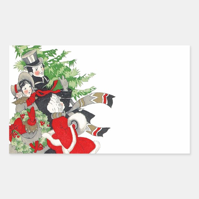 Sticker Vintage Victorian Christmas Tree Tradition (Front)