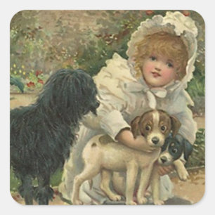 Sticker Vintage Victorian Saving Strays Dogs Pups