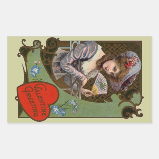 Sticker Vintage Victorian Valentine Lady Fashions (Front)