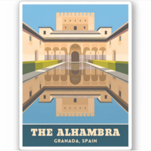 Sticker Vintage voyage Alhambra Granada Espagne Rétro Pitt