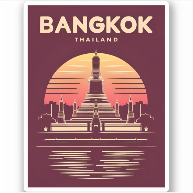 Sticker Vintage voyage Bangkok Thaïlande Retro Graphisme (Devant)