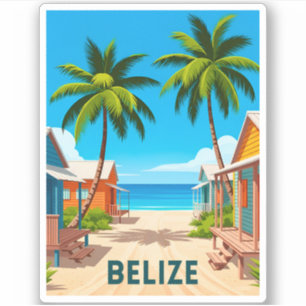 Sticker Vintage voyage Belize Beach Balnéaire Caraïbes