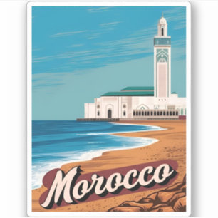 Sticker Vintage voyage Casablanca Maroc Rétro Pittoresque