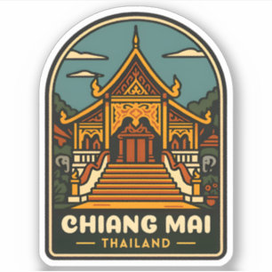 Sticker Vintage voyage Chiang Mai Thaïlande Retro