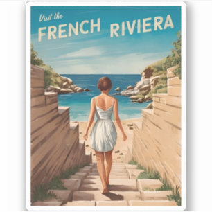 Sticker Vintage voyage Côte d'Azur Mer Rétro Pittoresque