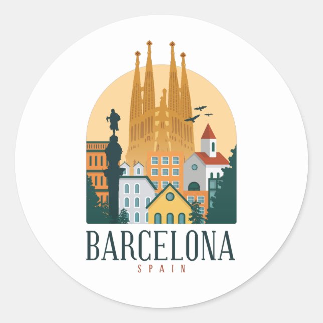 Sticker Vintage voyage de Barcelone (Devant)