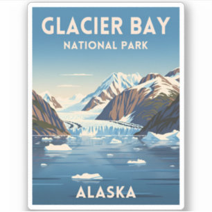 Sticker Vintage voyage Glacier Bay National Park Alaska