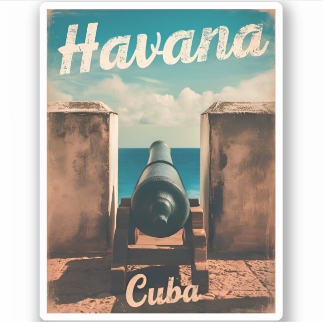 Sticker Vintage voyage Havana Cuba Retro Graphisme (Devant)