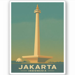 Sticker Vintage voyage Jakarta Indonésie Retro Graphisme