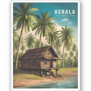 Sticker Vintage voyage Kerala Inde Retro Pittoresque