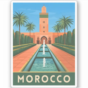 Sticker Vintage voyage Maroc Afrique du Nord Retro Graphis