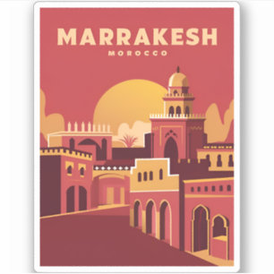 Sticker Vintage voyage Marrakech Maroc Rétro Pittoresque