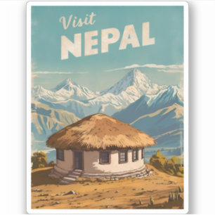 Sticker Vintage voyage Népal Himalaya Rétro Pittoresque