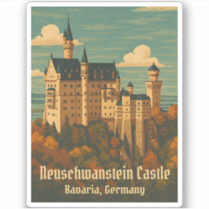 Sticker Vintage voyage Neuschwanstein Castle Allemagne Ret