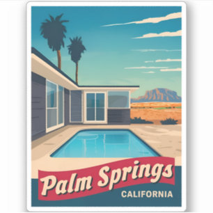 Sticker Vintage voyage Palm Springs Californie Paysage