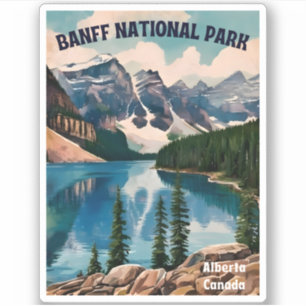 Sticker Vintage voyage Parc national Banff Graphique rétro