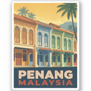 Sticker Vintage Voyage Penang Malaisie Rétro Paysage