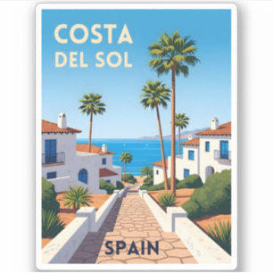 Sticker Vintage voyage rétro Costa Del Sol Espagne Balnéai